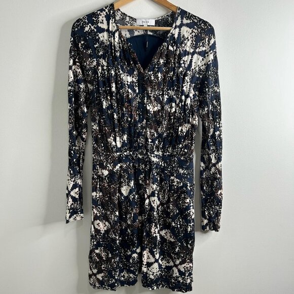 Reiss Dress Womens USA 8 UK 12 Blue Abstract Print Antonia Pockets Button Front - Picture 1 of 12